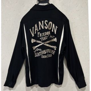 バンソン(VANSON)の＊vanson レーヨン クロスボーン 刺繍 長袖 オープンカラーシャツ M(シャツ)