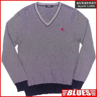 バーバリーブラックレーベル(BURBERRY BLACK LABEL)の廃盤 バーバリー セーター ニット L メンズ ボーダー 長袖 HN1749(ニット/セーター)