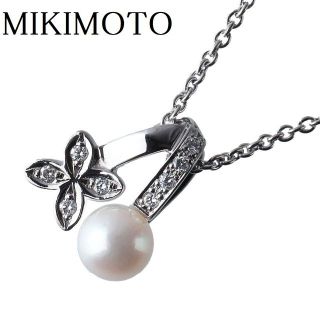 ミキモト(MIKIMOTO)のミキモト ダイヤ パールネックレス フラワー 【10191】(ネックレス)