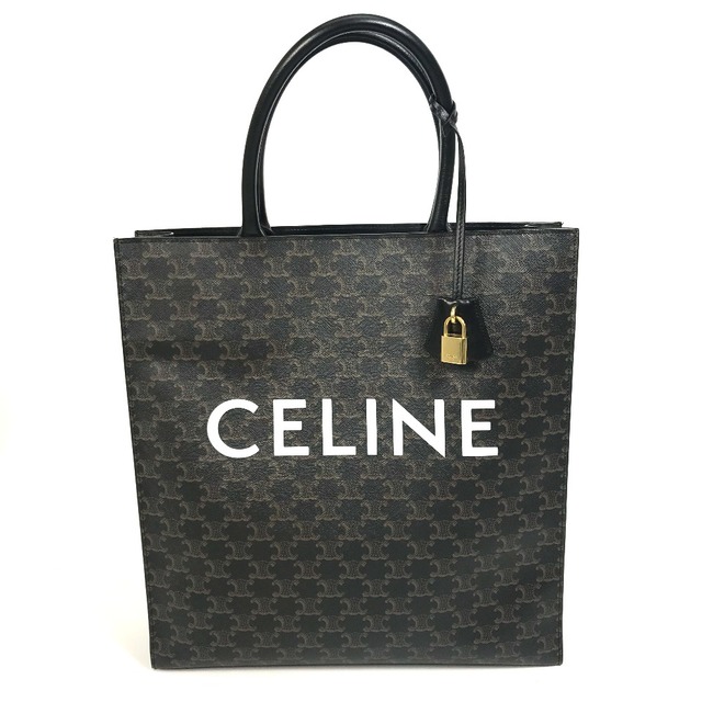 celine(セリーヌ)のセリーヌ CELINE バーティカルカバ ラージ 191492CIM.38NO トリオンフ ハンドバッグ トートバッグ PVC/レザー ブラック×ブラウン 美品 メンズのバッグ(トートバッグ)の商品写真