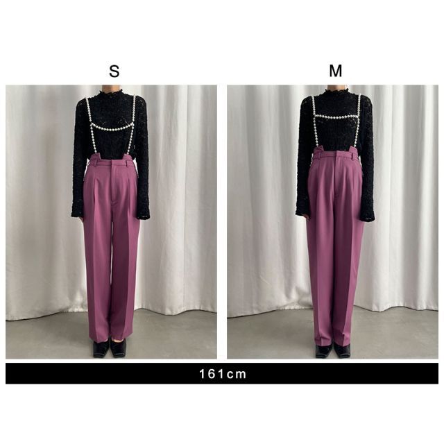 Ameri VINTAGE(アメリヴィンテージ)のあちゃん様専用 DROP PEARL SUSPENDER PANTS ピンクM レディースのパンツ(カジュアルパンツ)の商品写真