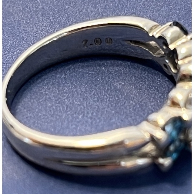 プラチナ900✨2連ダイヤ／ブルーダイヤ1.0ct✨キラキラ✨ソーティング付き✨ レディースのアクセサリー(リング(指輪))の商品写真