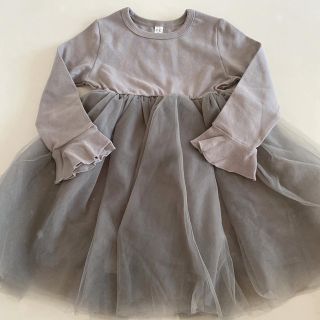 新品　チュール　ワンピース　♡　ベビー　キッズ　グレー　100(ワンピース)