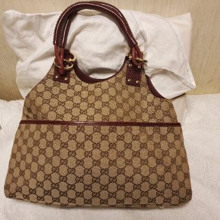 グッチ(Gucci)のgucci レザー　キャンバス　ハンドバッグ(トートバッグ)