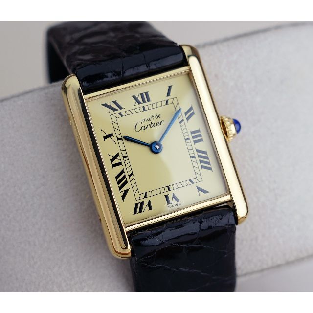 正規品販売！ タンク マスト カルティエ 美品 - Cartier アイボリー Cartier LM ローマン 腕時計(アナログ)