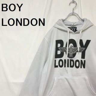 ボーイロンドン(Boy London)の【人気】ボーイロンドン パーカー 裏起毛 フード付き ビッグロゴ ホワイト L(パーカー)