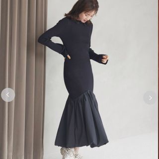 エミ(emmi)の【emmi atelier】ニットドッキングタフタドレスワンピース(ロングワンピース/マキシワンピース)