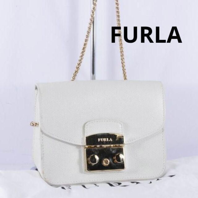 美品FURLAメトロポリスホワイトショルダーバック