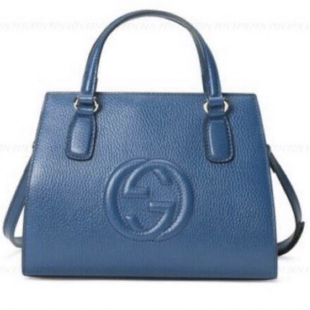 【半額】 Gucci - グッチ　新品未使用　SOHO　サッチェルミニバッグ　ブルー　本革 ハンドバッグ