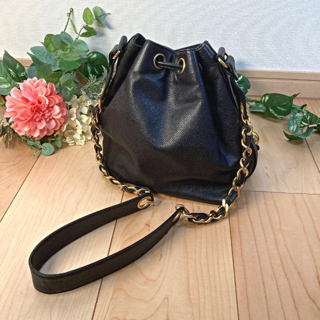 数量限定】 CHANEL - シャネル キャビアスキン ココマーク 巾着型
