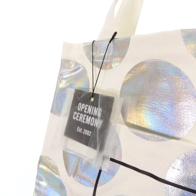 OPENING CEREMONY(オープニングセレモニー)のオープニングセレモニー 8周年記念 ドットホログラムトートバッグ ホワイト 白 レディースのバッグ(トートバッグ)の商品写真