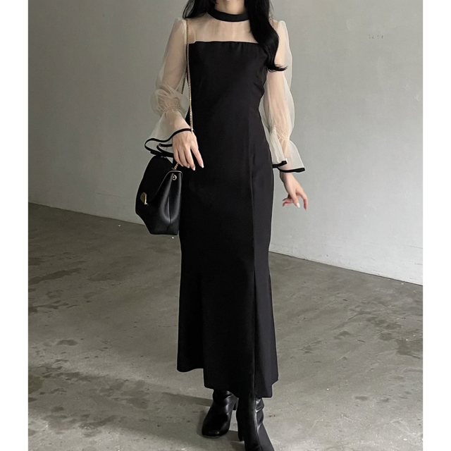 98cm袖丈nairo  スタンドカラーマーメイドドレス