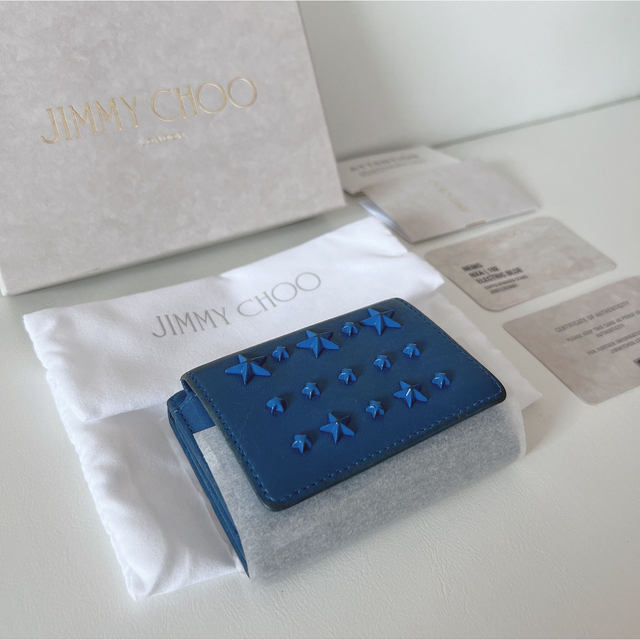 国内正規品Jimmy Choo(ジミーチュウ )ブルー三つ折り財布 | フリマアプリ ラクマ