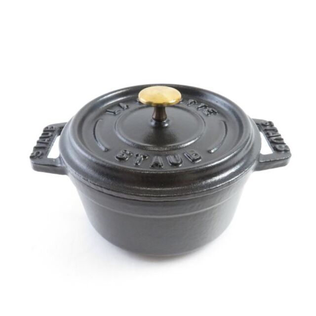 STAUB(ストウブ)の美品 STAUB ストウブ ミニ ココット 10 ブラック SY5148G  インテリア/住まい/日用品のキッチン/食器(グラス/カップ)の商品写真