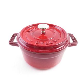 ストウブ(STAUB)の美品 STAUB ストウブ ミニ ココット 10 レッド SY5149G (鍋/フライパン)