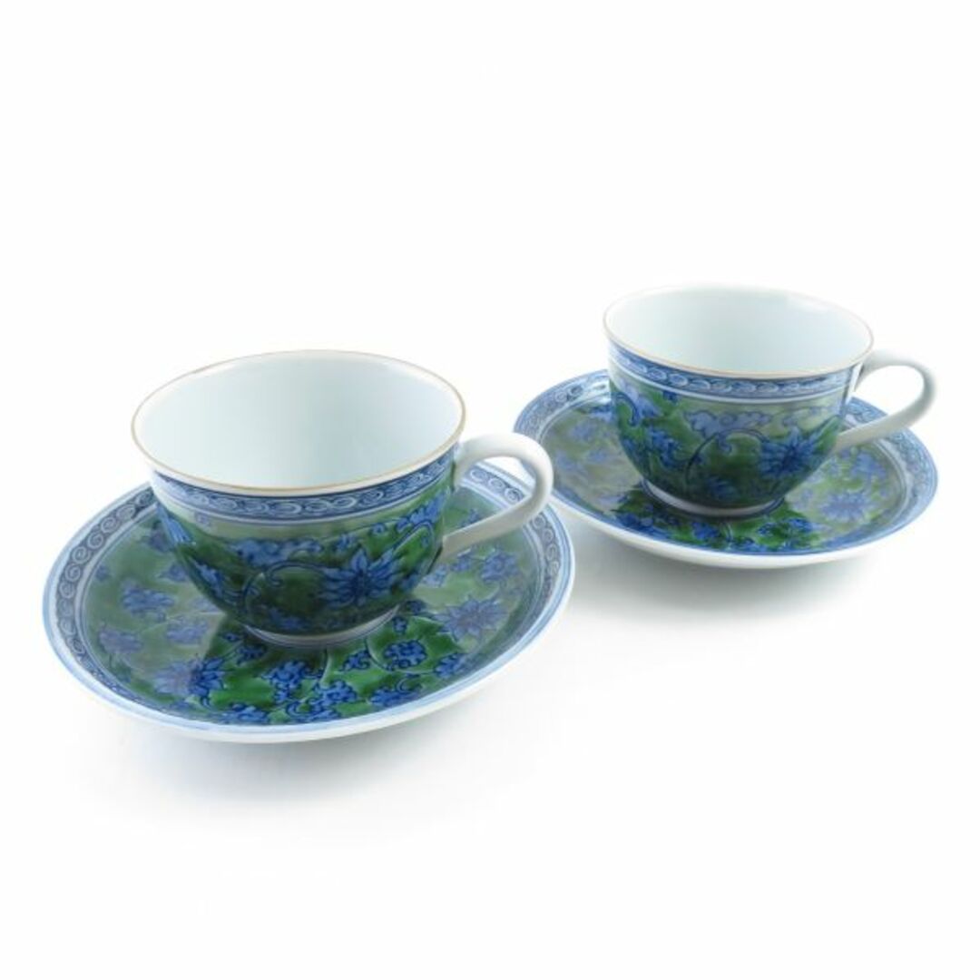 在庫あり 即納】 美品 源右衛門窯 緑彩唐草 カップソーサー1客 tdh