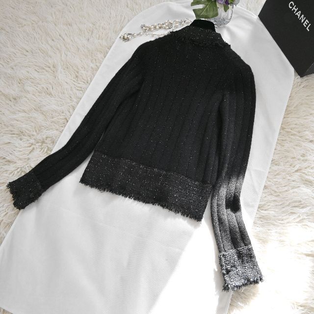 ★CHANEL★美品★ツイード&ラメ★肉厚カシミヤ★異素材ニットジャケット