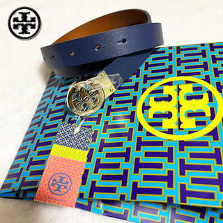 トリーバーチ(Tory Burch)の◆新品◆TORY BURCHトリーバーチ◆レザー ロゴバックルベルトNAVY紺(ベルト)