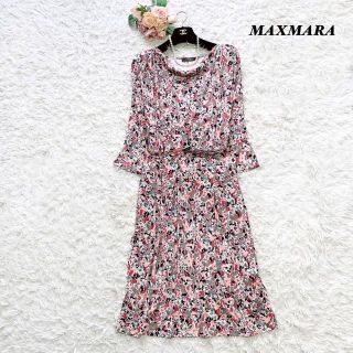オプティミスティック 【美品】MAXMARA ひざ丈ワンピース 花柄 七分丈