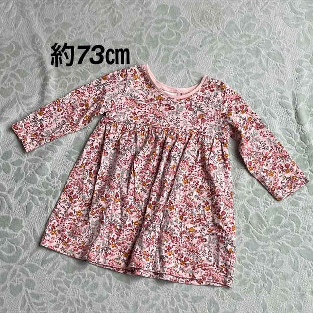 花柄カットソーワンピース キッズ/ベビー/マタニティのベビー服(~85cm)(ワンピース)の商品写真