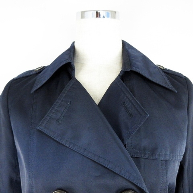 HERE'S(ヒアーズ)のヒアーズ コート トレンチ スプリング 長袖 ミドル丈 薄手 コットン M 紺 レディースのジャケット/アウター(トレンチコート)の商品写真