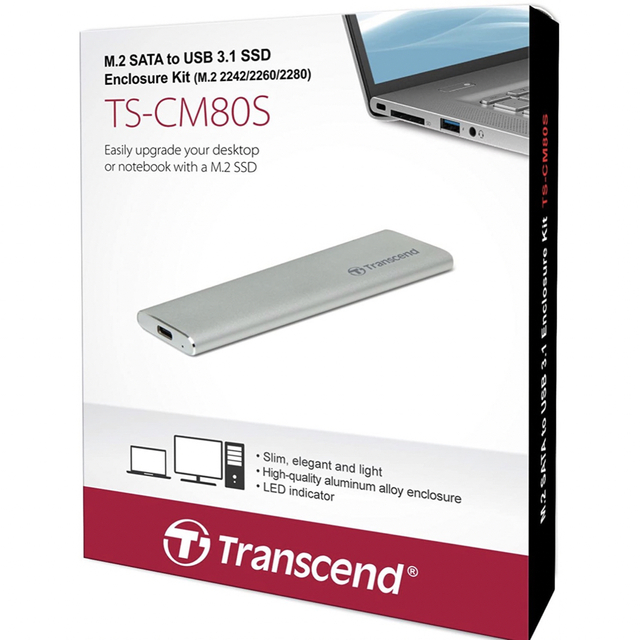 Transcend(トランセンド)のトランセンドUSB3.1M.2SATA SSD 専用外付けケースTS-CM80S スマホ/家電/カメラのPC/タブレット(PC周辺機器)の商品写真