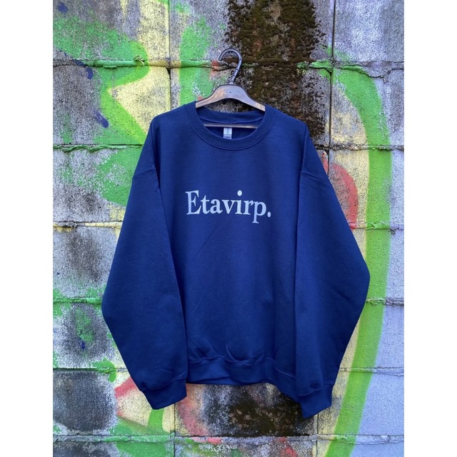 Etavirp Logo Crewneck. Navy ×Silver Gray