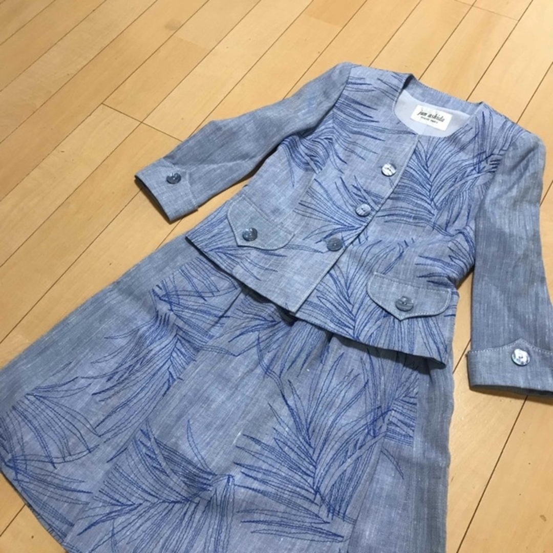 jun ashida ジュンアシダ ノーカラー セットアップ 麻 刺繍-