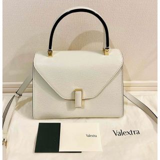 ヴァレクストラ(Valextra)の★美品★ ヴァレクストラ VALEXTRA ミニ イジィデ オフホワイト(ハンドバッグ)