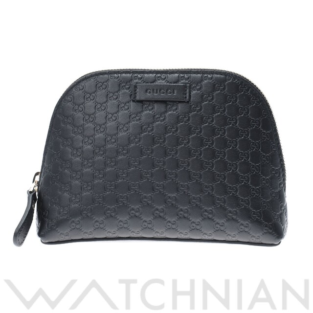 未使用品 GUCCI コスメポーチ マイクログッチシマ レザー ブラック ...