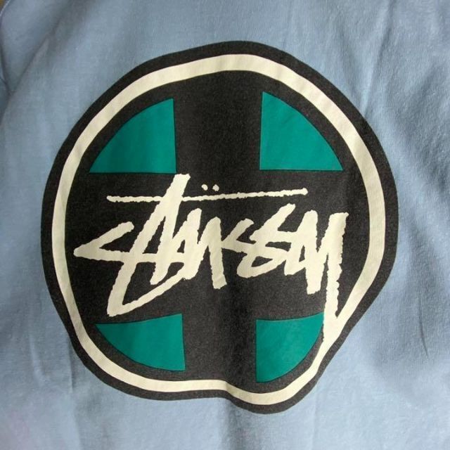 stussy ステューシー 半袖 Tシャツ デカロゴ ビッグロゴ L ブルー