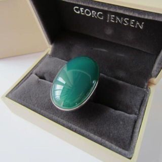 ジョージジェンセン(Georg Jensen)の【未使用】ジョージ・ジェンセン　シルバーリング＃90B グリーンアゲイト(リング(指輪))