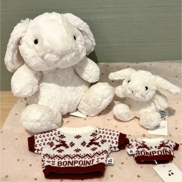 Bonpoint(ボンポワン)のボンポワン Bonpoint うさぎ 白 ぬいぐるみ 人形 ノエル 中 小 キッズ/ベビー/マタニティのおもちゃ(ぬいぐるみ/人形)の商品写真