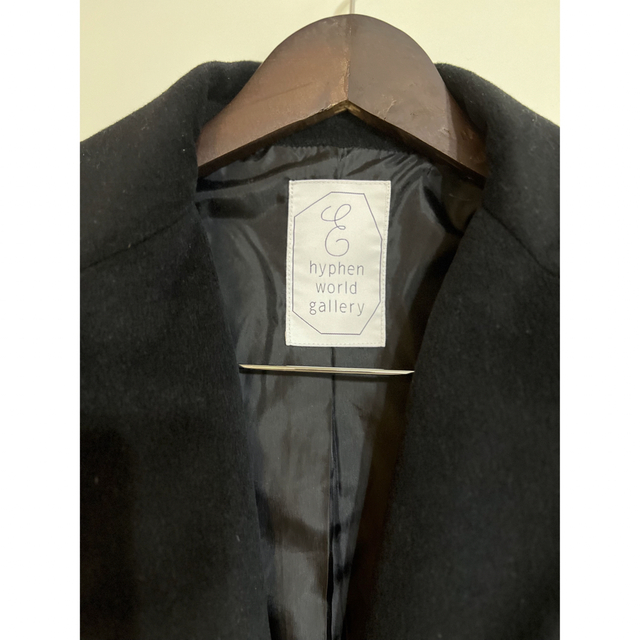 E hyphen world gallery(イーハイフンワールドギャラリー)のウールライクコート　ブラック レディースのジャケット/アウター(チェスターコート)の商品写真