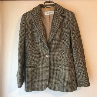 美品 イタリア製 Max Mara テーラードジャケット 白タグ 高級 ツイード