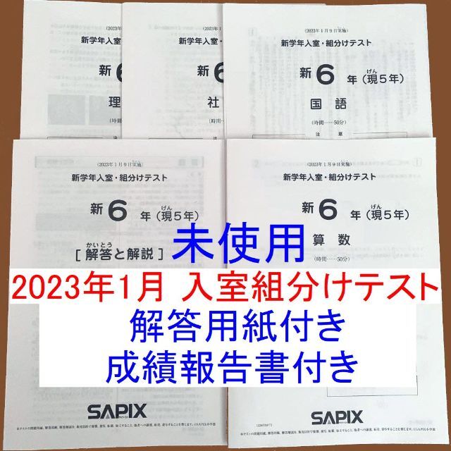 新品 2023年1月 サピックス 新6年生 新学年入室・組分けテスト 小6