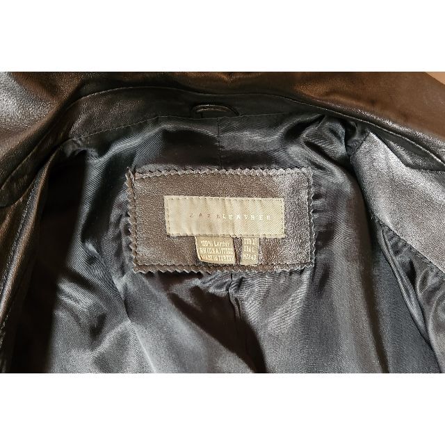 美品 ZARA リアルレザー ブレザー 黒 ジャケット US:L 最高品質の