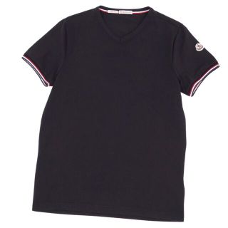 モンクレール(MONCLER)の美品 モンクレール MONCLER Tシャツ カットソー コットン トップス メンズ S ブラック(Tシャツ/カットソー(半袖/袖なし))