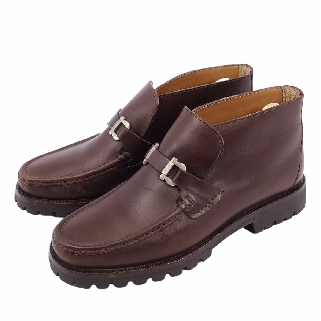 サルヴァトーレ フェラガモ Salvatore Ferragamo ブーツ ガンチーニ カーフレザー モカシン アンクル メンズ シューズ 8.5EE(26.5cm相当) ブラウン