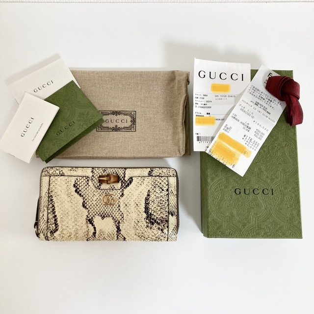 海外ブランド Gucci - レア☆GUCCI パイソン バンブー 長財布 ラウンド