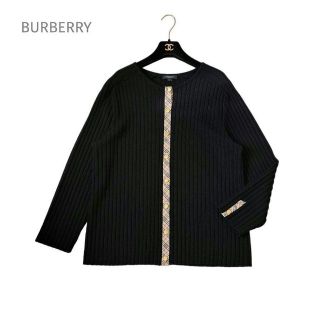 バーバリー(BURBERRY)の美品 ウールカシミヤ バーバリーロンドン リブニットカーディガン ノバチェック(カーディガン)