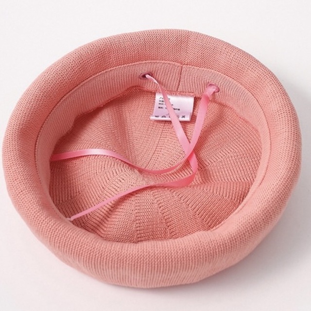 ベレー帽　桃　もも　ピンク　大人用　レディース　ピーチ　ヘタ付き　帽子　可愛い レディースの帽子(ハンチング/ベレー帽)の商品写真