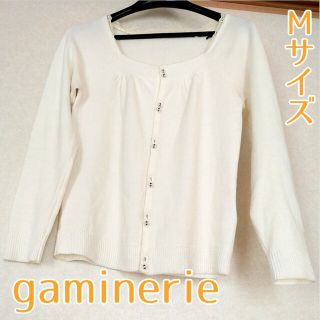 ギャミヌリィ(gaminerie)のgaminerie カーディガン 白 スクエアネック レース(カーディガン)