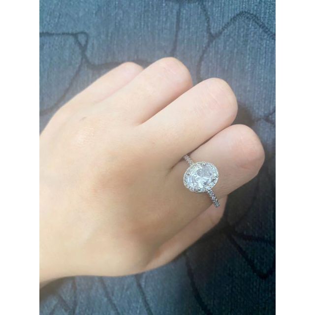 （1080）24号　シルバー高価なオーバルスワロ豪華爪留めリング　指輪 レディースのアクセサリー(リング(指輪))の商品写真