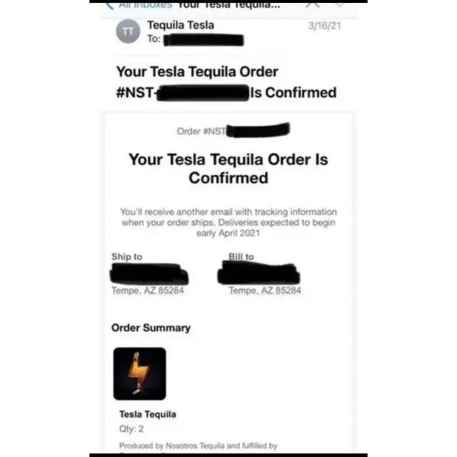 未開封 tesla tequila テスラ テキーラ 日本未発売 米国購入 食品/飲料/酒の酒(蒸留酒/スピリッツ)の商品写真