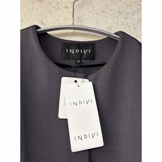 INDIVI ダンボールノーカラーショートコート新品