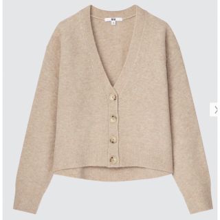 ユニクロ(UNIQLO)の新品　UNIQLO ユニクロ　スフレヤーンVネックショートカーディガン　3XL(カーディガン)