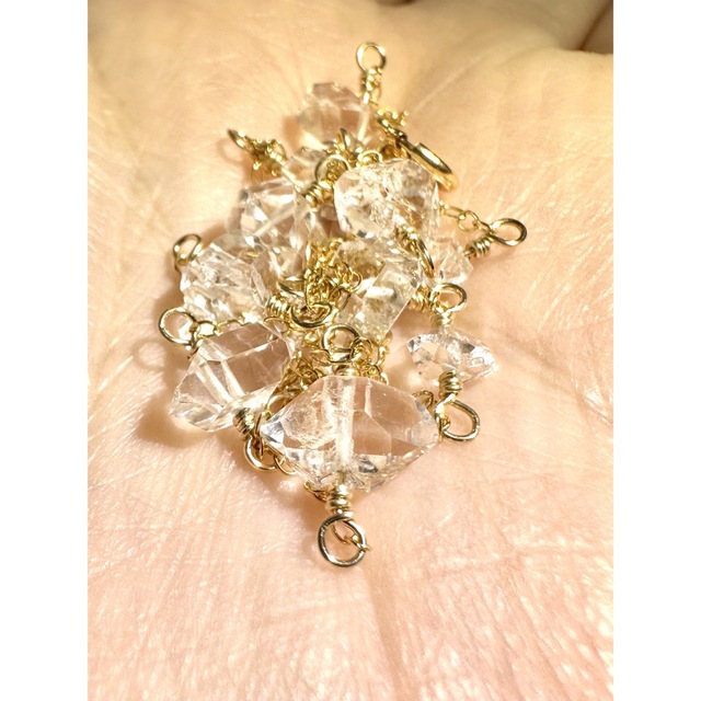 k14gf  ハーキマーダイヤモンド ステーションネックレス ハンドメイドのアクセサリー(ネックレス)の商品写真