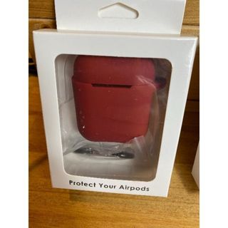 AirPods カラフル シリコンケース ワインレッド(ストラップ/イヤホンジャック)