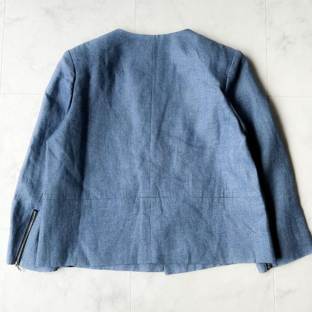 Ron Herman(ロンハーマン)の極美品✨ エブール リネン ノーカラージャケット ブルー 36 レディースのジャケット/アウター(ノーカラージャケット)の商品写真